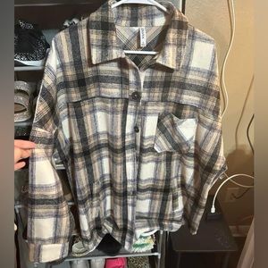 Large Zenana Plaid Shacket. Brand New